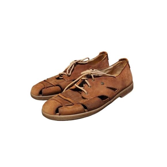 Finn Comfort Shoes - Finn Comfort Women's Sz 42 US 11.5 Tan Leather Fisherman Lace-Up Sandals Shoes